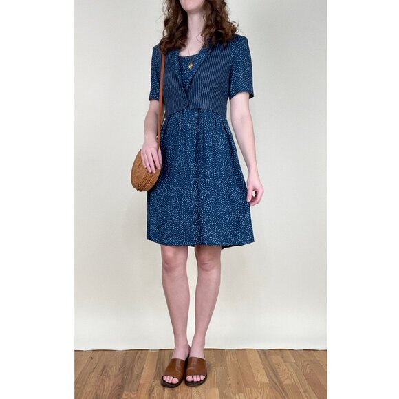 Vintage Vest Dress Mini Preppy Coastal Summer Casual Cottagecore Prairie 80s 90s - Picture 7 of 7